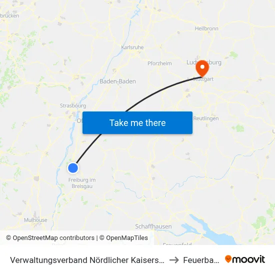 Verwaltungsverband Nördlicher Kaiserstuhl to Feuerbach map