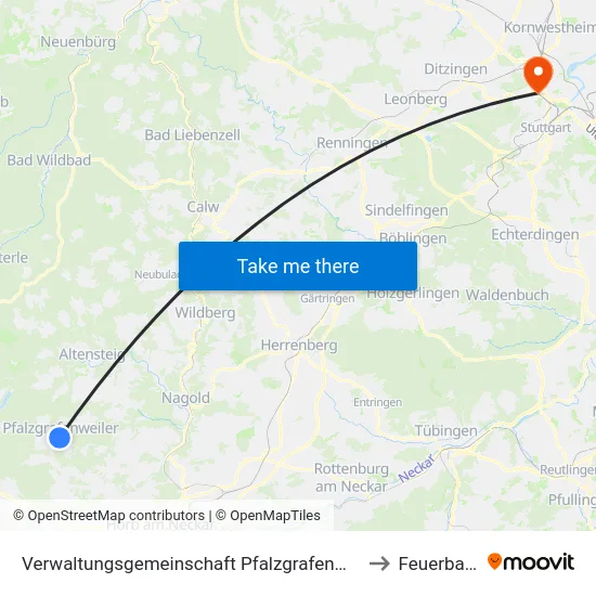 Verwaltungsgemeinschaft Pfalzgrafenweiler to Feuerbach map