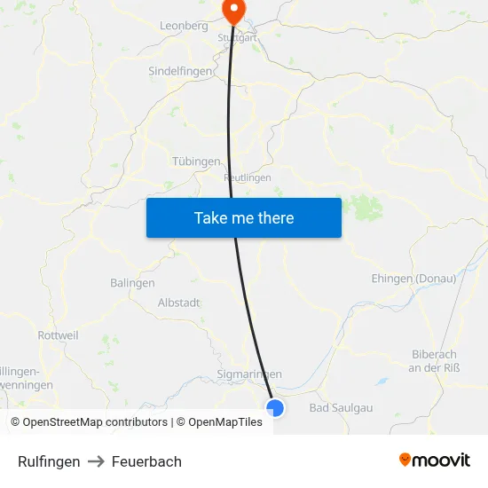 Rulfingen to Feuerbach map