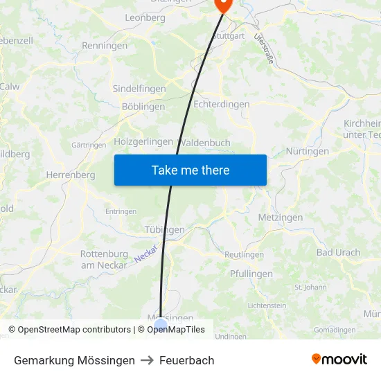 Gemarkung Mössingen to Feuerbach map