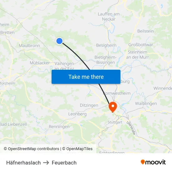 Häfnerhaslach to Feuerbach map