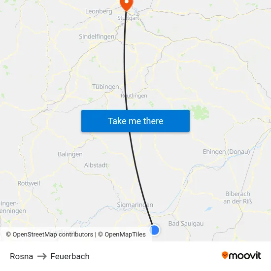 Rosna to Feuerbach map