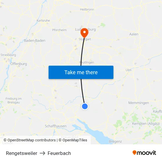 Rengetsweiler to Feuerbach map