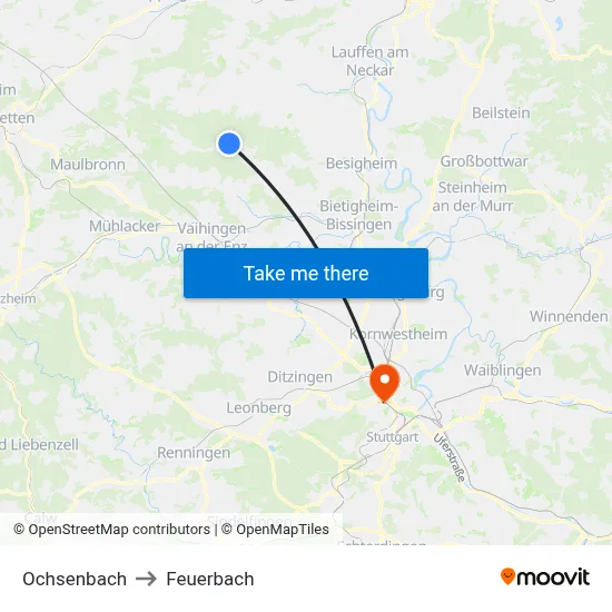 Ochsenbach to Feuerbach map