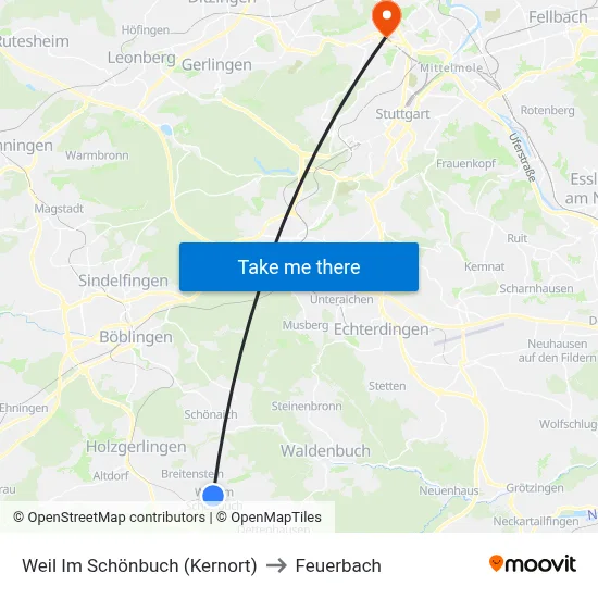 Weil Im Schönbuch (Kernort) to Feuerbach map