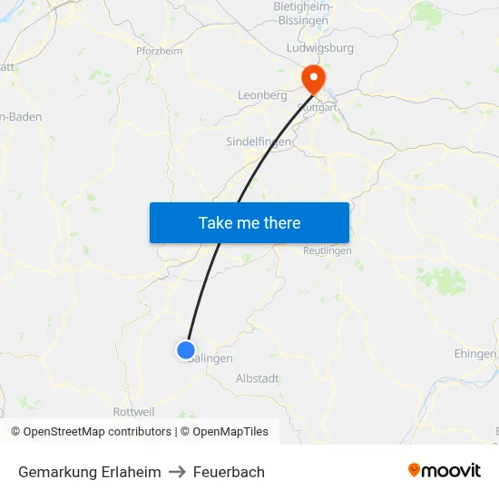 Gemarkung Erlaheim to Feuerbach map