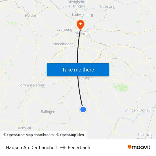 Hausen An Der Lauchert to Feuerbach map