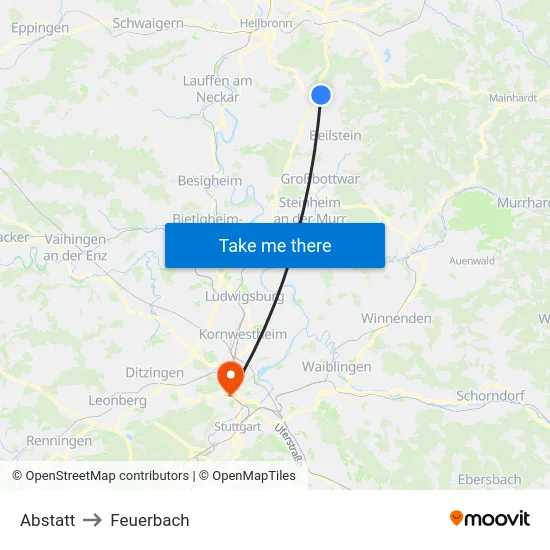 Abstatt to Feuerbach map