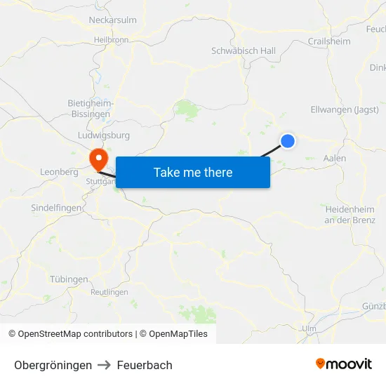 Obergröningen to Feuerbach map