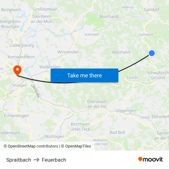 Spraitbach to Feuerbach map