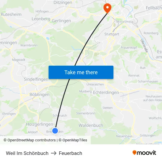 Weil Im Schönbuch to Feuerbach map