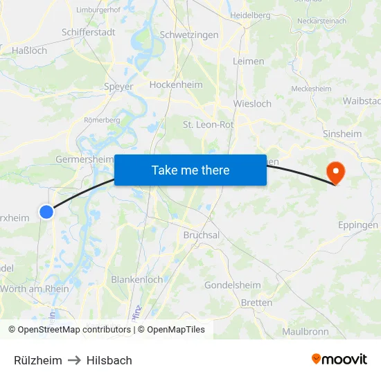 Rülzheim to Hilsbach map
