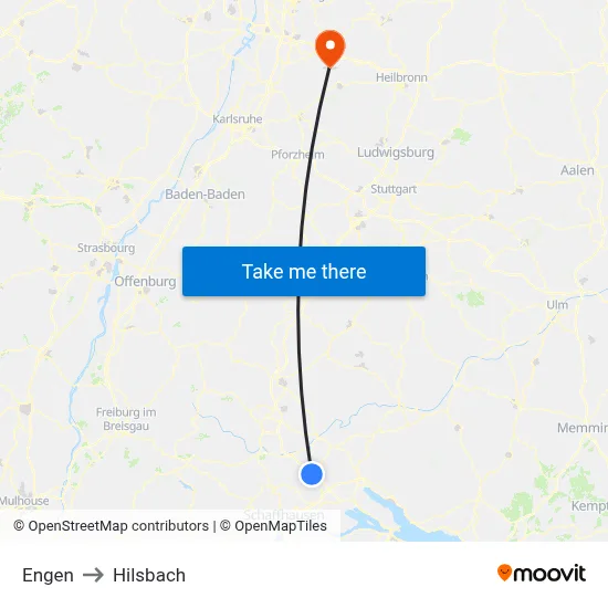 Engen to Hilsbach map