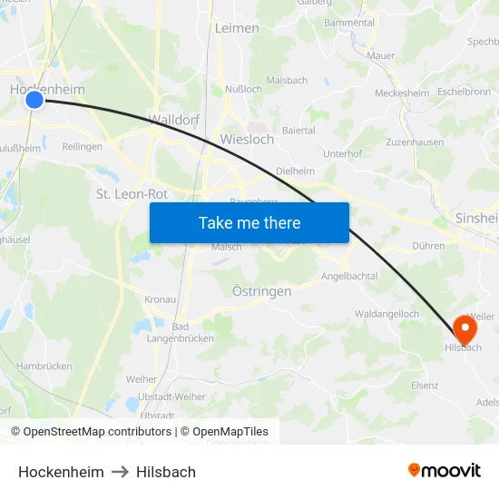 Hockenheim to Hilsbach map