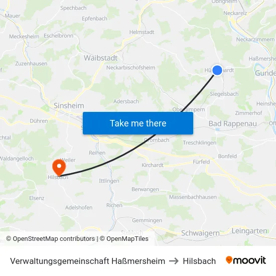 Verwaltungsgemeinschaft Haßmersheim to Hilsbach map