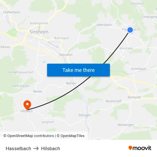 Hasselbach to Hilsbach map