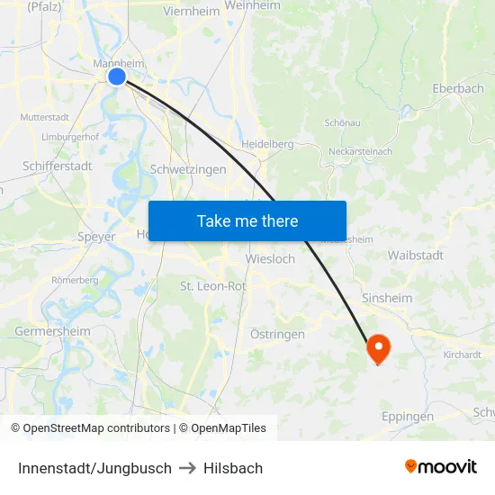 Innenstadt/Jungbusch to Hilsbach map