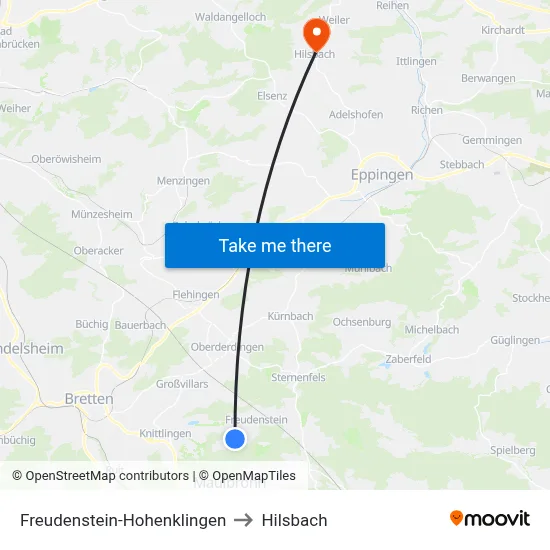 Freudenstein-Hohenklingen to Hilsbach map
