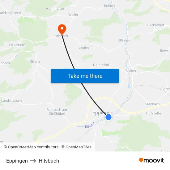 Eppingen to Hilsbach map