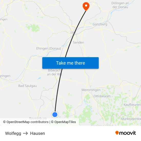 Wolfegg to Hausen map