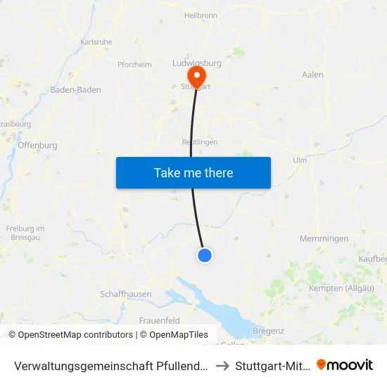 Verwaltungsgemeinschaft Pfullendorf to Stuttgart-Mitte map