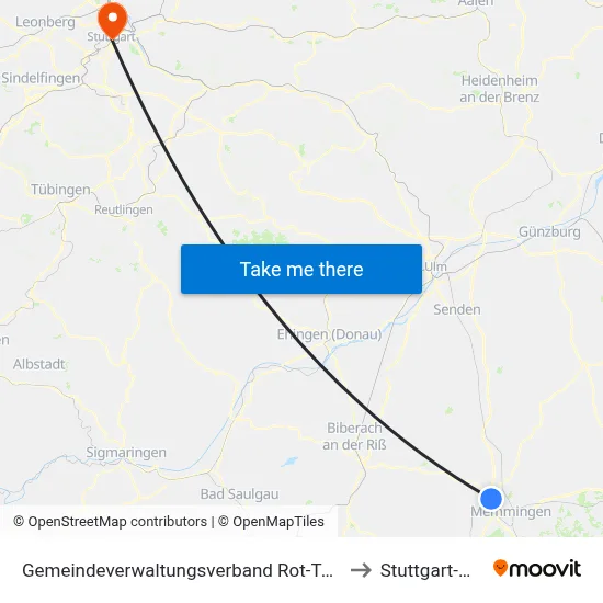 Gemeindeverwaltungsverband Rot-Tannheim to Stuttgart-Mitte map