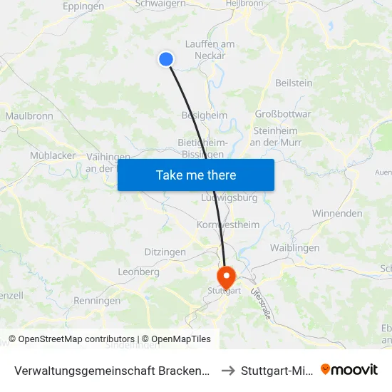 Verwaltungsgemeinschaft Brackenheim to Stuttgart-Mitte map