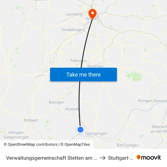 Verwaltungsgemeinschaft Stetten am Kalten Markt to Stuttgart-Mitte map