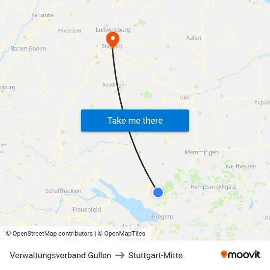 Verwaltungsverband Gullen to Stuttgart-Mitte map