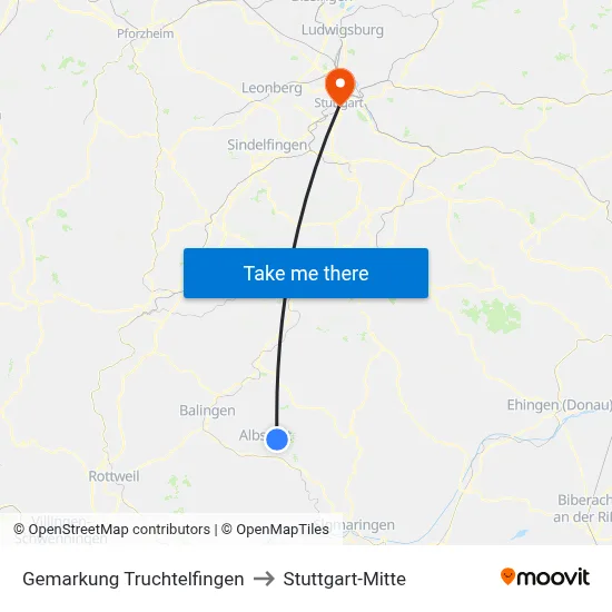Gemarkung Truchtelfingen to Stuttgart-Mitte map