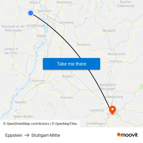 Eppstein to Stuttgart-Mitte map