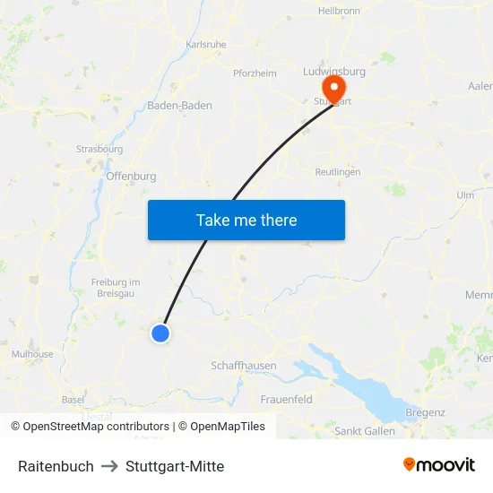 Raitenbuch to Stuttgart-Mitte map