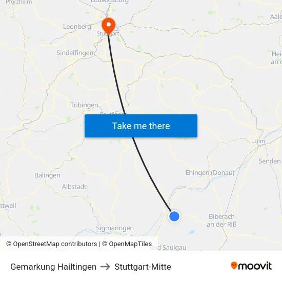 Gemarkung Hailtingen to Stuttgart-Mitte map