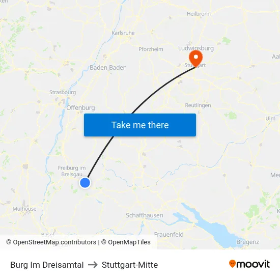 Burg Im Dreisamtal to Stuttgart-Mitte map