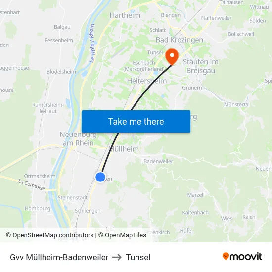 Gvv Müllheim-Badenweiler to Tunsel map