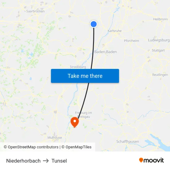 Niederhorbach to Tunsel map