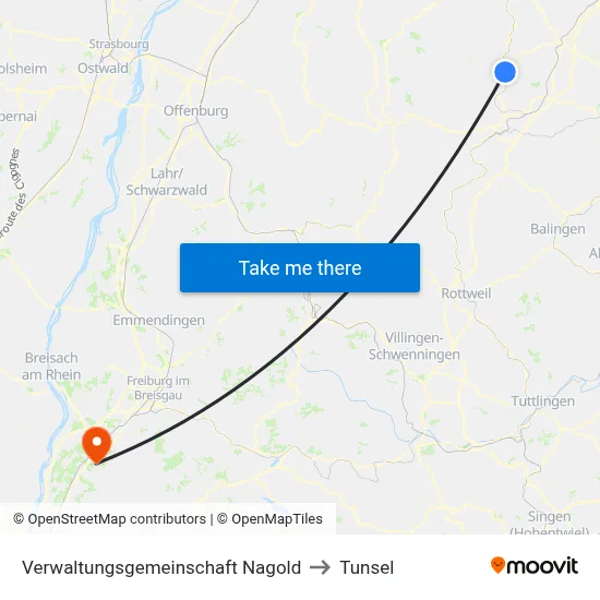 Verwaltungsgemeinschaft Nagold to Tunsel map