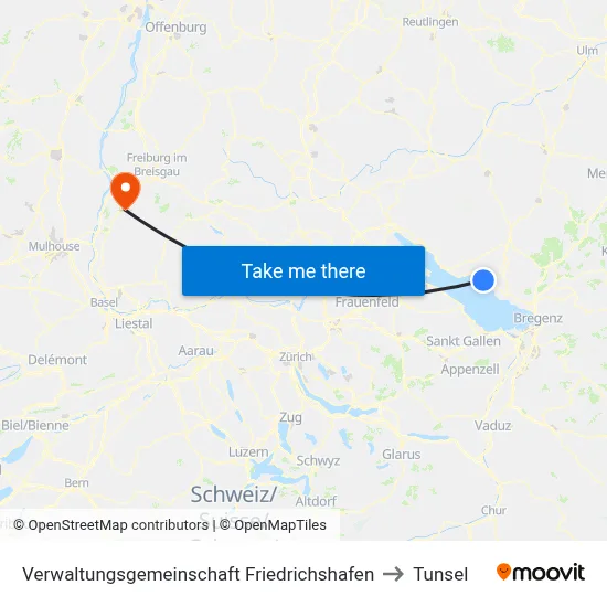 Verwaltungsgemeinschaft Friedrichshafen to Tunsel map