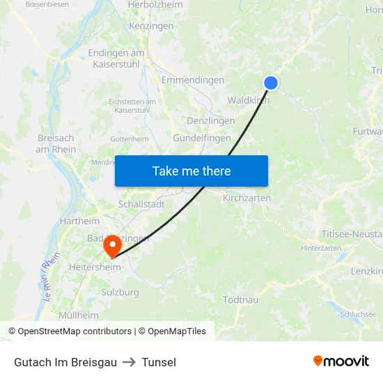 Gutach Im Breisgau to Tunsel map