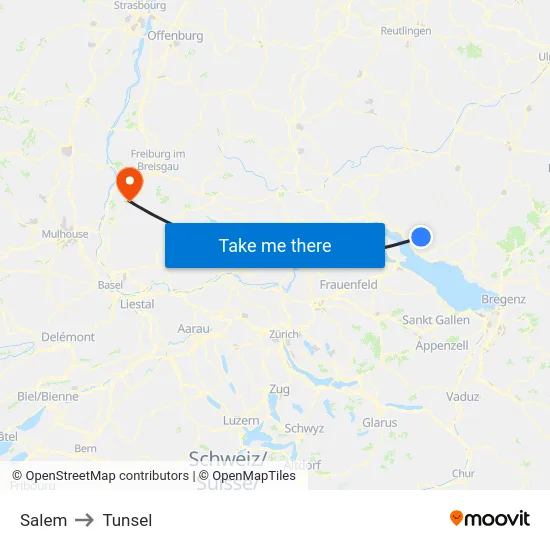 Salem to Tunsel map