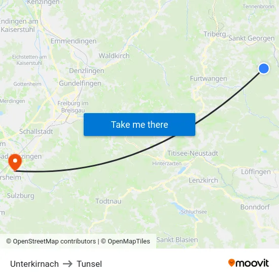 Unterkirnach to Tunsel map