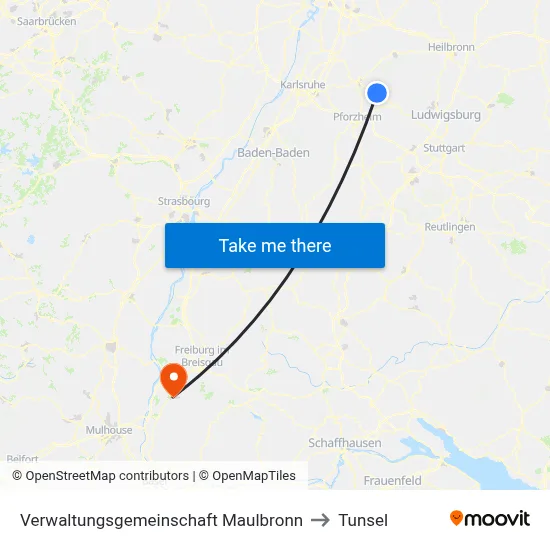 Verwaltungsgemeinschaft Maulbronn to Tunsel map