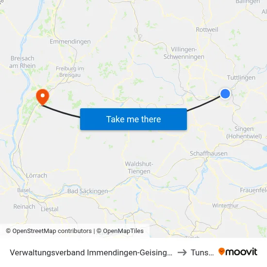 Verwaltungsverband Immendingen-Geisingen to Tunsel map