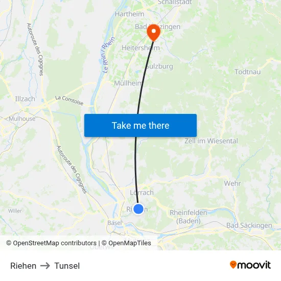 Riehen to Tunsel map