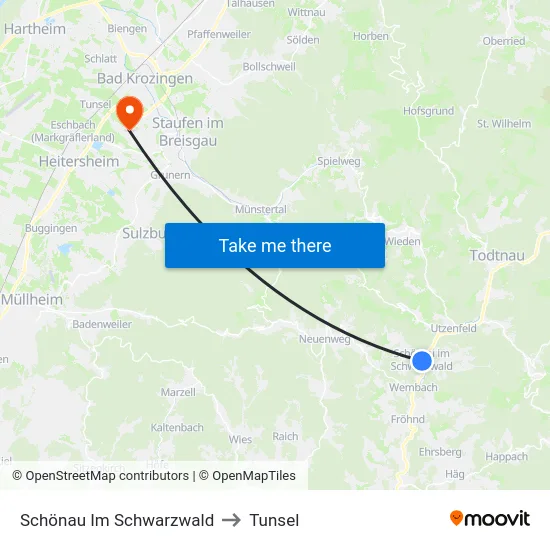 Schönau Im Schwarzwald to Tunsel map