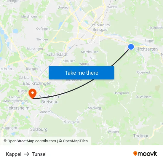 Kappel to Tunsel map