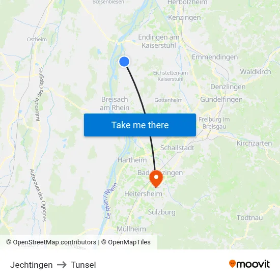 Jechtingen to Tunsel map