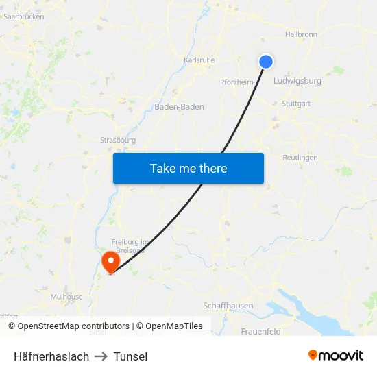 Häfnerhaslach to Tunsel map