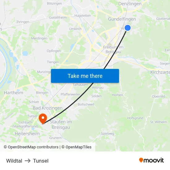 Wildtal to Tunsel map