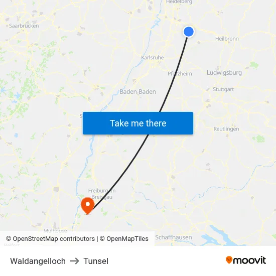 Waldangelloch to Tunsel map